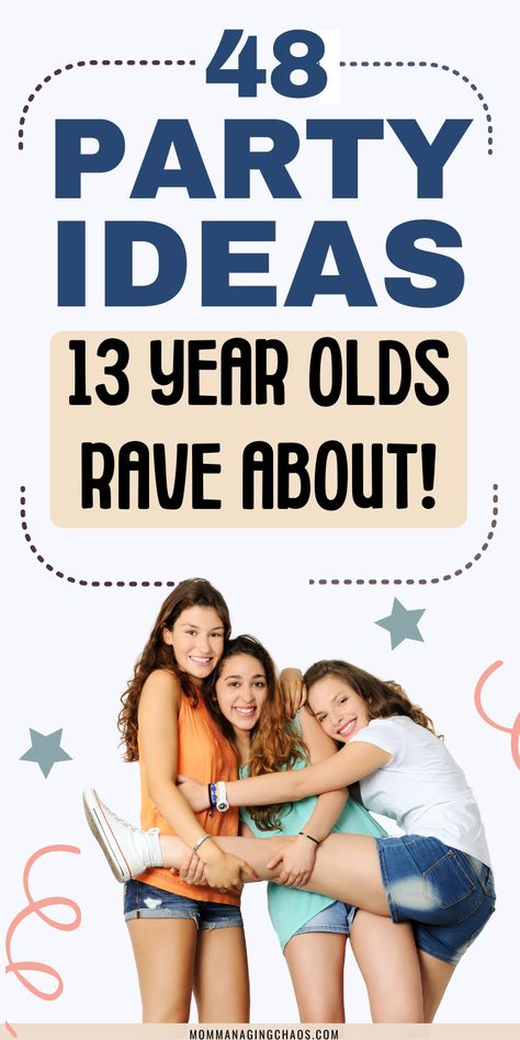 if you are looking for a fun 13th birthday party theme to ring in the start of the teenage years, this article is loaded with great ideas. Parties ideas, party idea, party ideas for kids, partying ideas Birthday Themes 13th Birthday, Teenage Parties Ideas, Things To Do At Teenage Birthday Parties, Free Birthday Party Ideas, 13 Birthday Theme Ideas Girl, 13th Birthday Party Outfit Ideas, Party Ideas For 13th Birthday Girl, 13 Yrs Old Girl Birthday Party Ideas, Birthday Party Ideas 13th Birthday