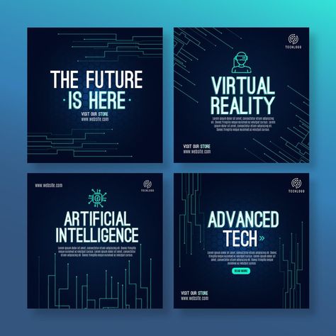 Futuristic Instagram Post, Technology Posts, Learn Computer Coding, Vector Technology, Social Templates, Data Design, Social Media Design Inspiration, Media Sosial, Social Media Ad