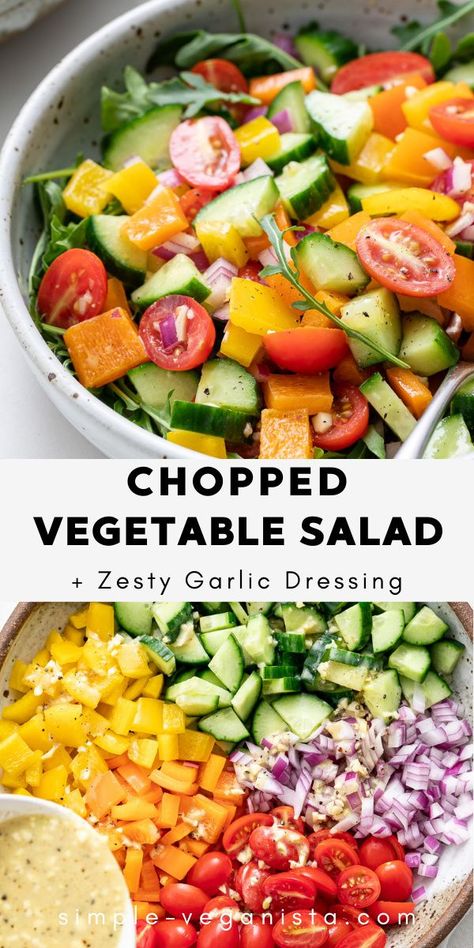 Vinegar Vegetable Salad, Party Side Salad, All Veggie Salad, Easy Recipes Vegetables, Essen, Non Lettuce Salads Healthy, Salad Ideas Without Lettuce, Vegetable Chopped Salad, Chopped Salad Recipes Chicken