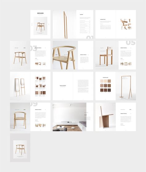 DECASO Interior & Furniture Catalog by flowless on @creativemarket Studio Jenquel, Furniture Design Portfolio, Portfolio Design Layouts, Catalog Design Inspiration, Design Portfolio Layout, Layout Portfolio, Catalog Design Layout, Catalogue Layout, Design Cv