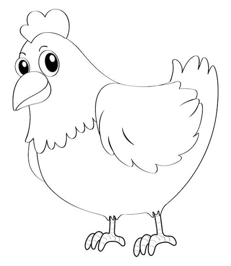 Pet Animals Drawing, Chicken Outline, Chicken Coloring Pages, Easter Coloring Sheets, Chicken Coloring, Chicken Drawing, Patchwork Quilting Designs, Animal Outline, Drawing Scenery