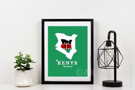 Logos, Kenya Holiday, Map Of Kenya, African Flags, Kenyan Flag, African Wall Decor, Kenya Flag, African Flag, Map Outline