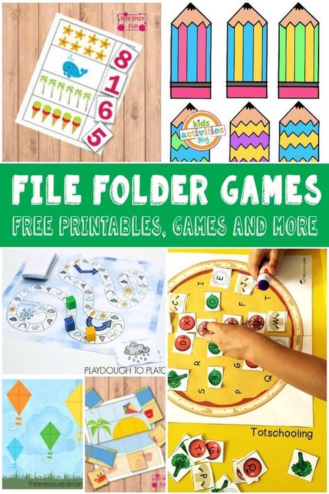 Lots of Fun and Free File Folder Games for Kids File Folder Games, Task Boxes, File Folder Games For Kindergarten, File Folder Games Free, Free File Folder Games, Folder Activities, Outdoor Learning Activities, File Folder Activities, Folder Games