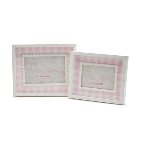 PRICES MAY VARY. DOUBLE DELIGHT: Our set includes two frames – one for 4" x 6" photos and the other for 5" x 7" photos. Display multiple treasured moments side by side, creating a beautiful visual story. TIMELESS DESIGN: The soft pink color and classic gingham pattern add a touch of whimsy to any room. These frames never go out of style and effortlessly complement various decor styles. VERSATILE DISPLAY: These frames can stand horizontally and vertically, offering flexibility in showcasing your Green Chinoiserie, Travel Jewelry Storage, Linen Guest Towels, 5x7 Picture Frames, 4x6 Picture Frames, Gift Wrap Tags, Soft Pink Color, Gingham Pattern, Host Gifts