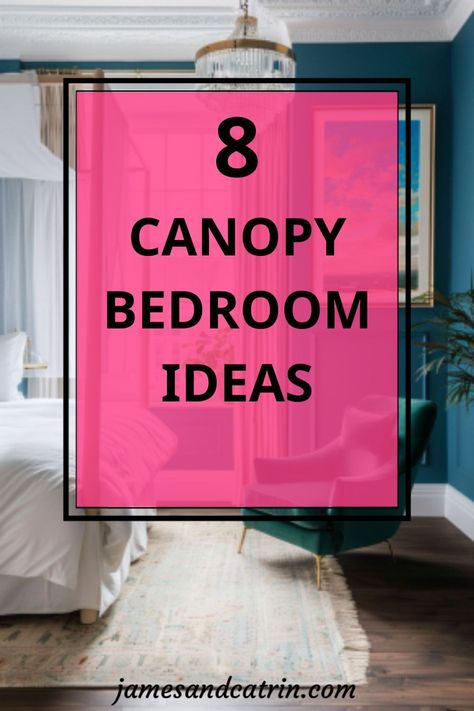 Unleash the potential of your bedroom with these innovative canopy bedroom ideas! 🏡 From integrating smart storage solutions under the canopy to combining textures for a multi-dimensional look. Perfect for those looking to maximize space while injecting a dose of personality into their bedroom design. Explore how to create a functional yet beautiful sanctuary. #CanopyBedroomIdeas Two Canopy Beds In One Room, Canopy Bed Accent Wall, Canopy Headboard Ideas, Black And Gold Canopy Bedroom Ideas, How To Decorate A Canopy Bed, Diy Canopy Bed Curtains, Canopy Bed Decorating Ideas Bedroom, Bedrooms With Canopy Beds, Canopy Bed Ideas For Adults Diy Bedroom