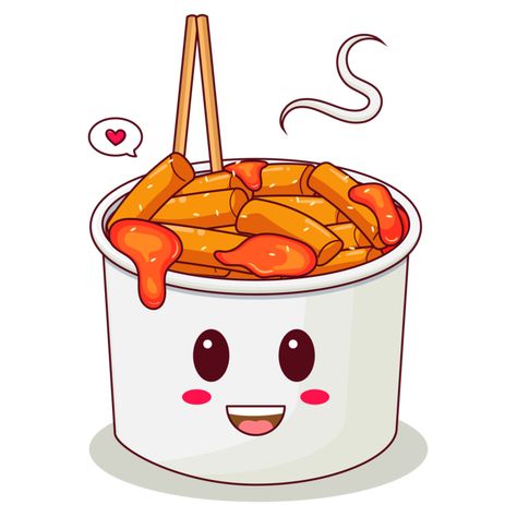 Essen, Tteokbokki Drawing Cute, Tteokbokki Drawing, Noodles Drawing, Black Ice Cream, Sticker Food, Ice Cream Wallpaper, Paper Bowl, Mother's Day Background