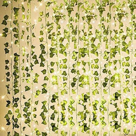 Wedding Wall Decor, Vine Garland, Garland String Lights, Ivy Garland, Artificial Leaves, Wire Cover, White String Lights, Ivy Vine, Artificial Garland