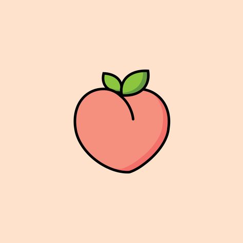 Cute and simple peach icon on peachy background. Flat design illustration by Ennbe #ennbedesigns#cuteicon#foodicon#fruiticon#peachicon#peach#peachy#peachyaesthetic#peachaesthetic#pinkaesthetic#minimalpeach#simplepeach#cutepeach#minimalist#fruity#yummy Peach Doodle Cute, Peach Tree Drawing Simple, Peach Drawing Simple, Peach Cute Drawing, Simple Peach Drawing, How To Draw A Peach, Peachy Tattoo On But, Peach Art Cute, Peach Illustration Cute