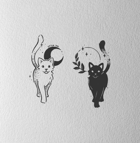 Whichy Vibes Tattoo, Matching Cat Tattoos, Casper Tattoo, Tattoo Partner, Crisp Ink, Bestie Tattoo, Muster Tattoos, Cute Little Tattoos, Tattoos Geometric