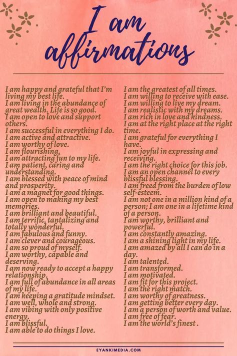 Journal Affirmations I Am, Inspirational Affirmations Motivation, Powerful Daily Affirmations, Daily Affirmations I Am, How To Do Daily Devotions, Affirmation Words List, Positive I Am Affirmations, I Am Daily Affirmations, List Of Positive Affirmations