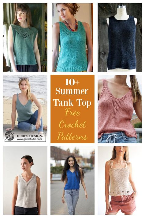 10+ Summer Tank Top Free Knitting Pattern - Page 2 of 4 Knitted Tank Top Pattern Free, Knit Tank Top Pattern, Summer Top Pattern, Knit Clothes, Summer Knit Tops, Knit Top Patterns, Knitting Patterns Free Scarf, Tank Top Pattern, Sailor Pants