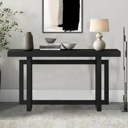 17 Stories Thedrick 59" Contemporary Wood Console Table Long Foyer Table | Wayfair Long Foyer Table, Modern Contemporary Entryway, Console Table Long, Long Foyer, Long Entryway Table, Long Entryway, Minimalist Console Table, Extra Long Console Table, Modern Entry Table