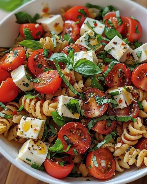 Thermomix, Essen, Avani Recipes, Salada Caprese, Ensalada Caprese, Pasta Salad Ingredients, Yummy Veggies, Caprese Pasta Salad, Caprese Pasta