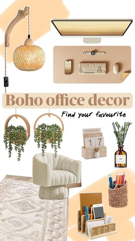 Step into a world where creativity knows no bounds. Explore our collection of boho-inspired office decor ideas and let your imagination soar. Embrace the eclectic mix of textures, patterns, and colors to create a space that reflects your unique style. Transform your office into a vibrant sanctuary where inspiration thrives. #BohoOffice #CreativeWorkspace #OfficeDecorInspo #BohoDecor #OfficeInspiration #WorkspaceIdeas Modern Boho Workspace, Boho Office Desk Decor For Work, Tulum Inspired Office, Office Makeover Business, Bohemian Home Office Ideas, Studio Space Ideas, Modern Boho Office Decor, Work Cubicle Decor Ideas, Boho Office Space Workspaces