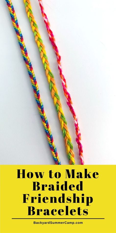 Kids will love learning how to make a braided friendship bracelet using colorful embroidery floss thread and a beginner tutorial. How To Make Embroidery Thread Bracelet, Friendship Bracelets With Embroidery Floss, Braided Embroidery Floss Bracelet, Embroidery Floss Bracelets Tutorial Easy, Crafts With Embroidery Floss, Friendship Bracelet Braid, Embroidery Floss Bracelet, Yarn Friendship Bracelets, Floss Crafts