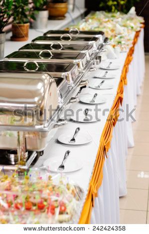 catering wedding - stock photo Bufette Ideas, Katering Pernikahan, Wedding Buffet Table, Buffet Set Up, Catering Table, Wedding Buffet Food, Catering Food Displays, Deco Buffet, Buffet Table Decor