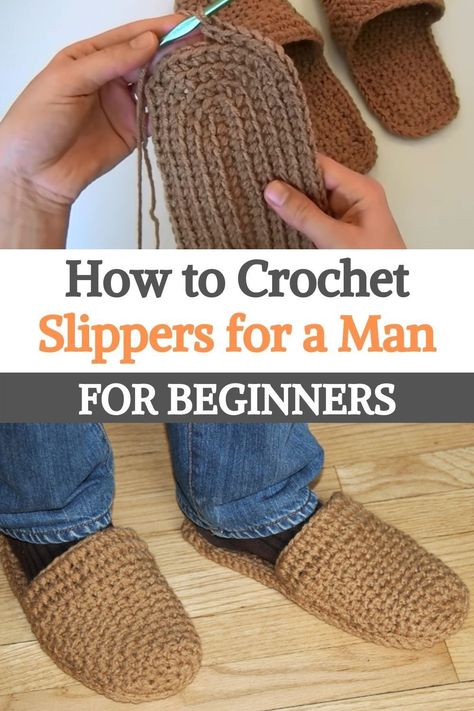 Amigurumi Patterns, Men Crochet Slippers, Men's Crochet Slippers Free Pattern, Mens Crochet Slipper Pattern, Men’s Slippers Crochet, Crochet Mens Slipper Socks Free Pattern, Crochet Slippers For Men Free Pattern, Crochet Slippers Free Pattern Easy Mens, Useful Crochet Projects For Men