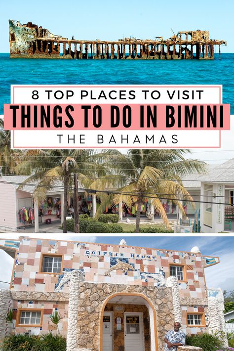 Top things to do in Bimini Bahamas: From the cultural Alice Town to the stunning white sand beaches and amazing shipwrecks, there are many interesting things to do and places to visit in Bimini. Take a trip to the Bimini Healing Hole or go gambling at the Hilton Resorts World Bimini. Discover the many exciting things to do in Bimini. #bimini #bahamas Bimini Island The Bahamas, Bimini Bahamas Photography, Bahamas Things To Do, Things To Do In Bimini Bahamas, Bimini Bahamas Outfits, Bimini Bahamas Cruise Port, Bahamas Bimini, Cat Island Bahamas, Bahamas Travel Guide