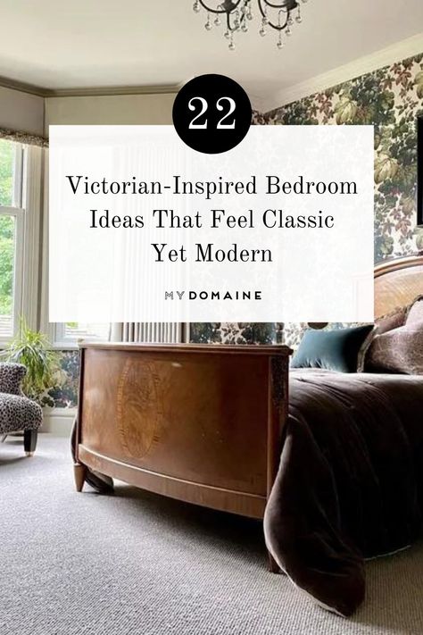 Modern Victorian Bedding, Modern Victorian Guest Room, Victorian Home Bedroom Ideas, Decorate Victorian Home, Victoria Modern Bedroom, Elegant Victorian Bedroom, Vintage Inspired Furniture, Victoria Room Design, Master Bedrooms Decor Victorian