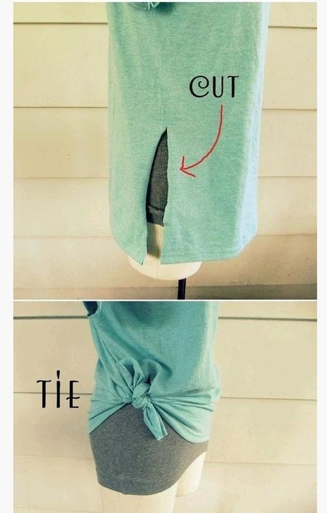 For t-shirts that are too long. Diy Shirt, Diy Outfits, Tshirt Diy, Haine Diy, Diy Vetement, Shirt Diy, Kleidung Diy, Ropa Diy, Cut Tshirt