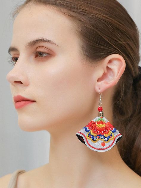 Multicolor  Collar  Polyester   Embellished   Women's Fashion Jewelry Stone Earrings Studs, Embroidered Earrings, Bamboo Hoop Earrings, Rectangle Earrings, Retro Earring, Glitter Earrings, Statement Drop Earrings, Headband Pattern, Rhinestone Heart