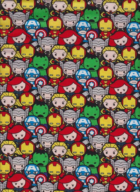 CF-Marvel Kawaii 13020701-01 Multi - Avengers Assemble Minecraft Fabric, Marvel Fabric, Superhero Fabric, Marvel Hulk, Baby Avengers, The Black Widow, Cute Fabric, Cat Fabric, Wallpaper Iphone Disney