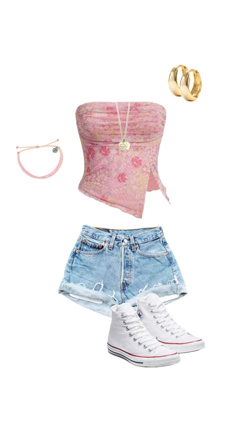 tube top and jean shorts with converse outfit for summer Shorts With Converse, Tube Top And Jeans, Tube Top And Shorts, Tube Top Outfits, Converse Outfit, Outfit For Summer, Top Summer Outfits, Outfit Inspo Summer, Summer Outfit Inspo