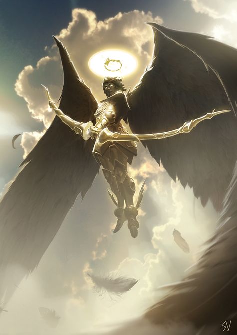 Elemental Spirits Art, Dark Fantasy Artwork Mythology, Celestial Dnd, Dnd Gods, Light Monster, God Of Light, Digital Art Character Design, Angel Of The Lord, Fantasy Angel