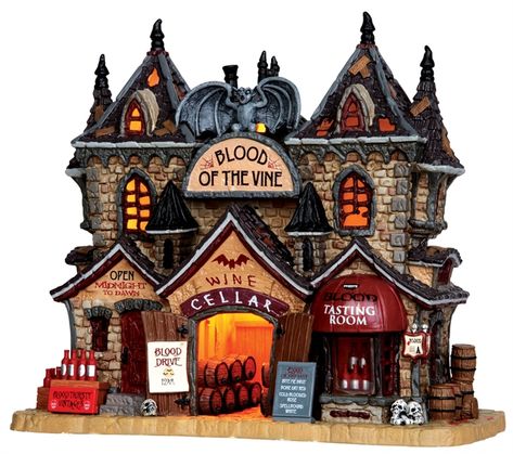 Blood Of The Vine Halloween Village Houses, Lemax Spooky Town Halloween Village, Halloween Villages, Spooky Town Village, Lemax Halloween Village, Spooky Village, Spook Houses, Lemax Halloween, Halloween Houses