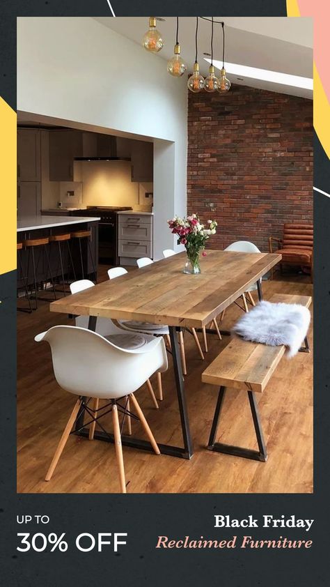 black friday Essen, Triangle Frame, Bespoke Dining Table, Reclaimed Dining Table, Reclaimed Wood Benches, Open Plan Kitchen Dining Living, Open Plan Kitchen Diner, Open Plan Kitchen Dining, Reclaimed Wood Dining Table