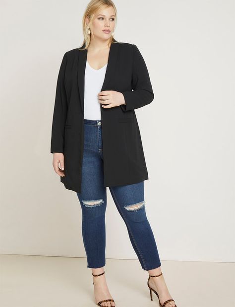 Long Essential Blazer Dress With Jean Jacket, Plus Size Blazer, Look Plus Size, Fall Photo, Looks Plus Size, Plus Size Coats, Tailored Blazer, Look Plus, Mid Size