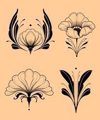 Art Nouveau Tattoos: Vintage Inspiration for Your Body Art History Design Ideas, Lower Hip Tattoos, Back Hip Tattoos, Art Nouveau Tattoo Design, Inspiration For Art, Fleurs Art Nouveau, Art Deco Tattoo, Motifs Art Nouveau, Art Nouveau Tattoo