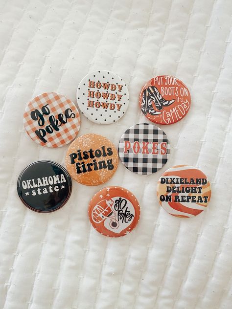 Oklahoma State Gameday Buttons - Etsy Gameday Buttons, Sorority Buttons, Spirit Buttons, Go Pokes, Star Confetti, Oklahoma State, Eid Gifts, Beaded Anklets, Etsy Business