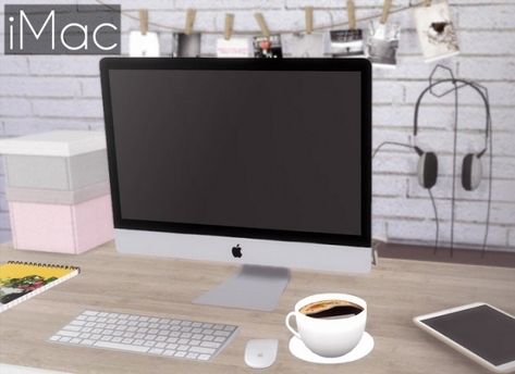 iMac 2017 [Functional] at Descargas Sims - The Sims 4 Catalog Trier, Sims 4 Mac, Furniture Cc, The Sims 4 Cabelos, Die Sims 4, Muebles Sims 4 Cc, The Sims 4 Pc, Sims 4 Bedroom, Sims 4 Clutter