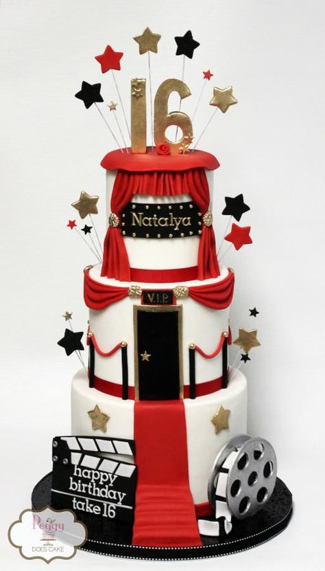 Essen, Sweet 16 Hollywood Theme Dress, Movie Premiere Sweet 16, Hollywood Sweet 16 Cake, Hollywood Theme Party Cake, Hollywood Theme Sweet 16 Party, Hollywood Themed Cake, Hollywood Cake Ideas, Hollywood Theme Sweet 16