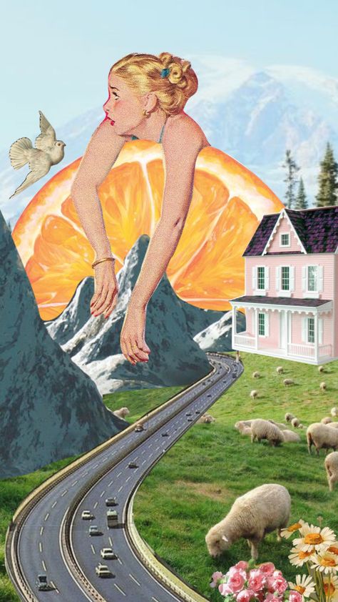 Surrealism Collage Magazine, Surrealistic Collage Art, Surrealism Magazine Collage, Surrealist Collage Art, Surreal Magazine Collage Art, Collage Surrealism Art, Cool Art Collages, Food Collage Poster, Contemporary Art Collage