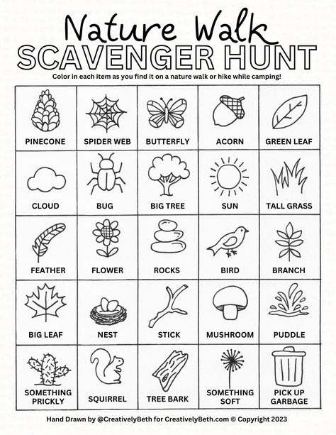 Nature Free Printables, Kindergarten Nature Scavenger Hunt, Botanical Garden Scavenger Hunt, Nature Bingo Printable, Rainbow Nature Scavenger Hunt, Scavenger Hunt In The Woods, Woodland Scavenger Hunt, Desert Scavenger Hunt, Simple Nature Scavenger Hunt