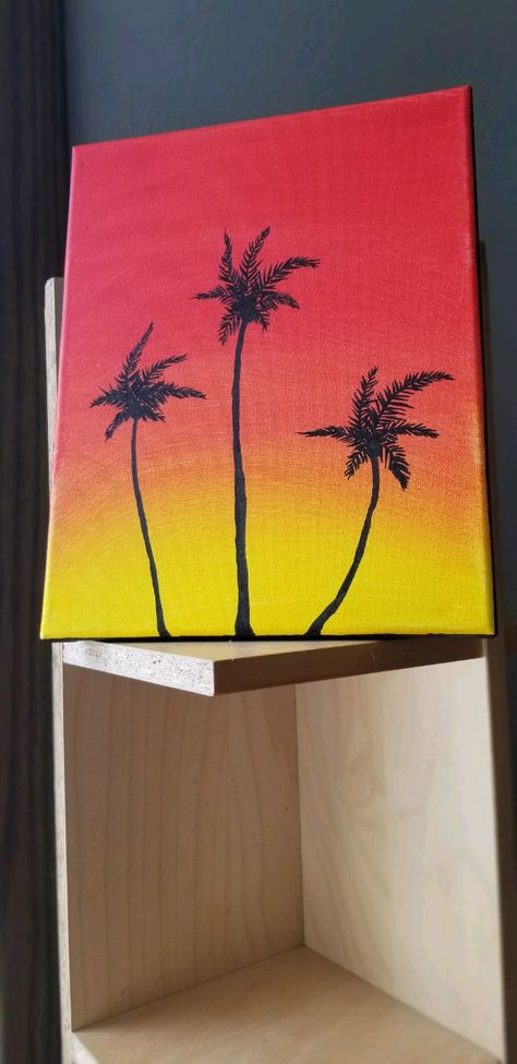 This little piece of work reminds me of the beach and watching the sun slowly sink below the horizon while it paints the sky one last time. Let me know if you would like to purchase! Palm Trees, Tree Sunset, Palm Tree Sunset, One Last Time, The Horizon, Diy Painting, Palm Tree, Paper Lamp, The Sky