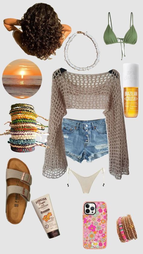 Outfit For Vacation Beach, Hibiscus Outfit Aesthetic, Cute Vacation Outfits Beach, Waterpark Outfit Ideas, Theme Park Outfit Ideas Summer, Summer Theme Park Outfit, Park Outfit Ideas Summer, Mail Inspo 2023 Summer, Earth Tone Outfits Summer
