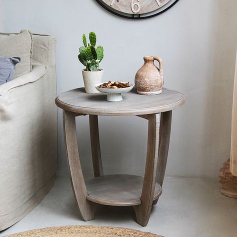 Farmhouse End Table, Farmhouse End Tables, Round Shelf, Round End Tables, Tall End Tables, Living Room Small, End Table With Storage, Accent Side Table, Farmhouse Side Table