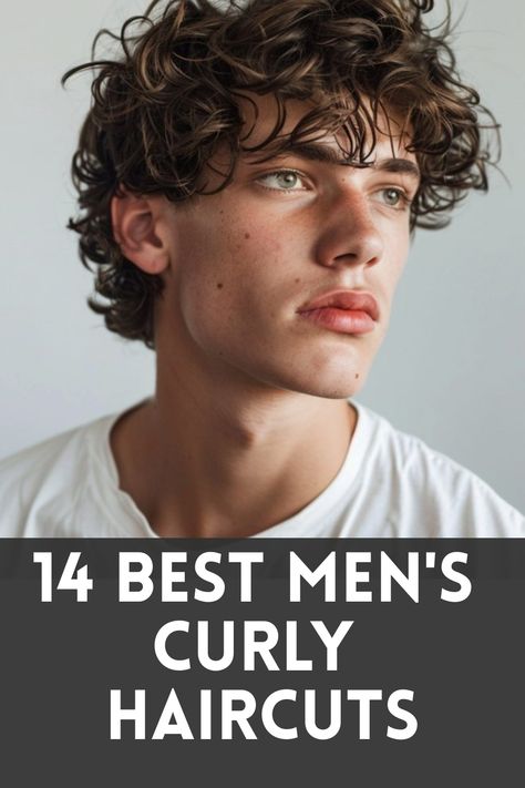 Young man with curly hair looking to the side, representing men's curly hairstyles. Curly And Wavy Hairstyles Men, Classic Mens Haircut Curly, Hairstyles For Thick Curly Hair Men, Curly Hairstyle Men Medium, Male Haircuts For Curly Hair, Mens Curly Short Hair, Curly Short Mens Haircut, Perm Male Hair, Men S Haircut Curly Hair