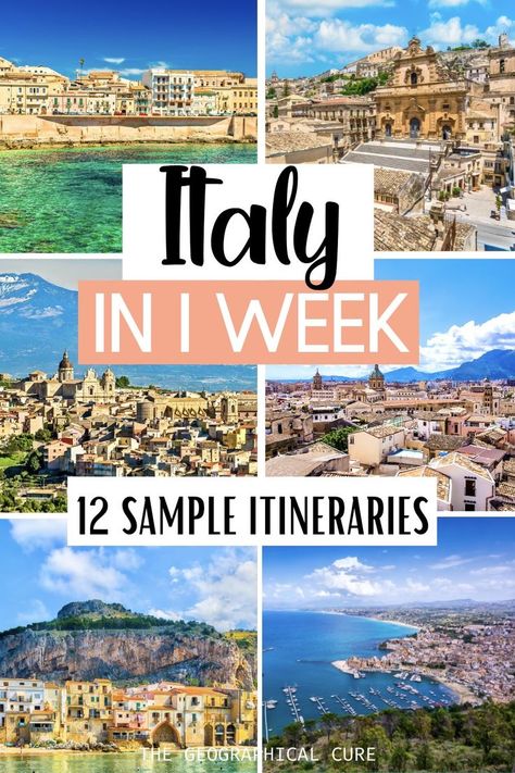 Pinterest pin for one week in Italy itineraries showing various Italian towns Italy Roadtrip Itinerary, Perfect Trip To Italy, Itinerary For Italy, 9 Day Italy Itinerary, Italy In 5 Days, Italy Anniversary Trip, Italy 7 Day Itinerary, One Week In Italy Itinerary, 1 Week In Italy Itinerary