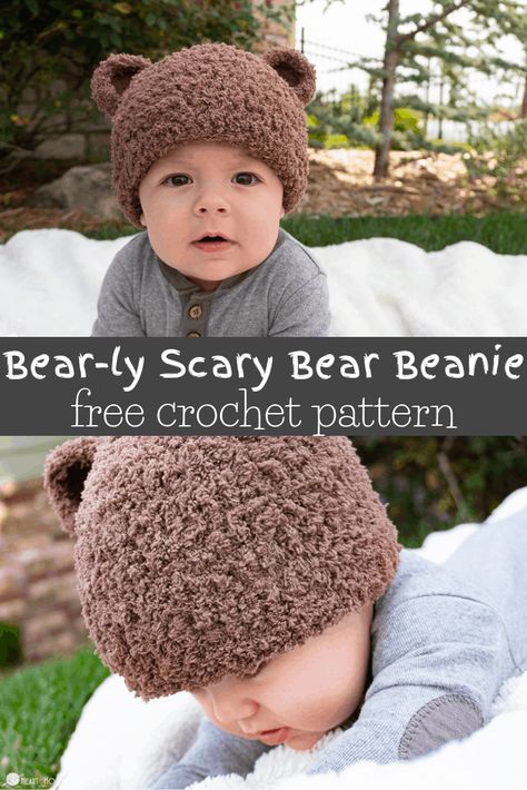 Crochet Bear Hat, Bear Beanie, Confection Au Crochet, Bonnet Crochet, Crochet Baby Hat Patterns, Crochet Baby Beanie, Kids Hat, Crochet Patron, Baby Hat Patterns