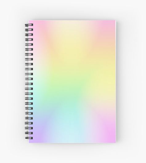 A pretty pastel design, perfect for matching your fairy kei school supplies, and all kinds of pastel styles! Rainbow School Supplies, Cute School Stuff, Pastel School Supplies, Pastel Rainbow Gradient, Pastel Rainbow Aesthetic, Pastel Notebook, Craft Organisation, Pretty School Supplies, Cute Spiral Notebooks