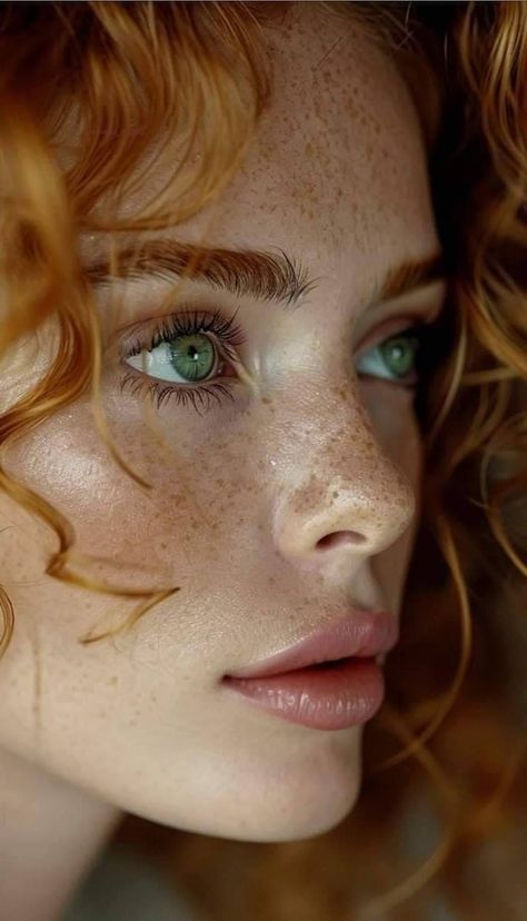 Red Hair Green Eyes Girl, Red Freckles, Red Hair Green Eyes, Red Hair Freckles, Women With Freckles, Redhead Makeup, Girl With Green Eyes, Beautiful Freckles, Pretty Redhead