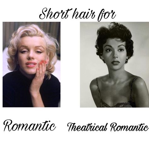 Short hair for romantic and theatrical romantic Haircuts For Romantic Body Type, Theatrical Romantic With Dramatic Essence, Theatrical Romantic Short Hair, Theatrical Romantic Haircut, Romantic Hairstyles For Short Hair, Kibbe Theatrical Romantic Hair, Theatrical Romantic Hairstyle, Romantic Kibbe Hair, Kibbe Romantic Hair