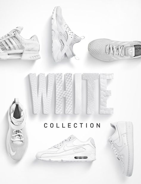 Footwear Advertisement Poster, Sneakers Advertising, Josh Caudwell, Adidas Advertising, Shoes Advertising, Of White Shoes, Shoes Poster, All White Shoes, Product Flyer