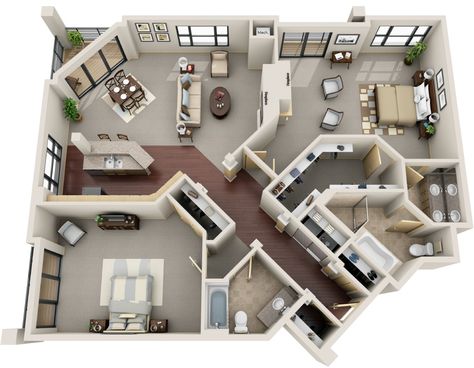 2 Bedroom | 2 Bathroom Starting at $3,000 1,710+ sq. ft. Sky Lights, Sims 4 House Plans, 3d House Plans, Kitchen Floor Plans, Casas The Sims 4, Apartment Floor Plans, Sims House Plans, Lighting Plan, House Layout Plans