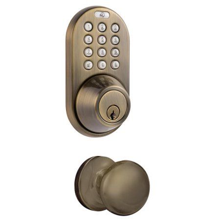 MiLocks Digital Deadbolt Door Lock and Passage Knob Combo, Antique Brass Finish with Keyless Entry via Remote Control and Keypad Code for Exterior Doors (XFK-02AQ) Design Websites, Door Knob Lock, Keypad Door Locks, Key Diy, Lock Style, Accent Doors, Keyless Entry, Lever Handle, Door Lock