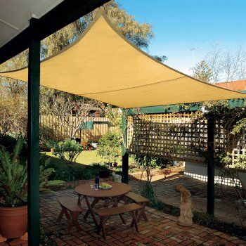 Coolaroo Coolhaven 12 ft. Square Shade Sail | Hayneedle Ombra Pergola, Design Per Patio, Brick Patio, Patio Pergola, Sun Sail Shade, Patio Shade, Wallpaper Flower, Shade Canopy, Patio Roof